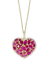 Effy Collection Effy Ruby (4-3/4 Ct. T.w.) & Diamond (1/3 Ct. T.w.) Heart 18" Pendant Necklace In 14k Gold In Red