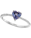 Effy Collection Effy Tanzanite (5/8 Ct. T.w.) & Diamond (1/10 Ct. T.w.) Heart Ring In Sterling Silver In Gold