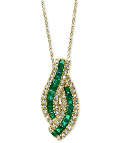 Effy Collection Effy Emerald (7/8 Ct. T.w.) & Diamond (1/5 Ct. T.w.) 18" Pendant Necklace In 14k Gold In Emerald Pendant