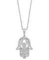 Effy Collection Effy Diamond Hamsa Hand 18" Pendant Necklace (1/2 Ct. T.w.) In 14k White Gold In Gold