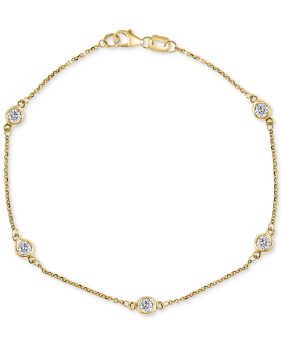 Effy Collection Effy Diamond Bezel Link Bracelet (1/2 Ct. T.w.) In 14k White Or Yellow Gold In Rose Gold