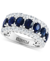 Effy Collection Effy Blue & White Sapphire Ring (3-1/2 Ct. T.w.) & Diamond (1/20 Ct. T.w.) In 14k White Gold. (also In Blue