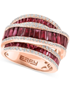 EFFY COLLECTION EFFY RUBY (3-3/4 CT. T.W.) & DIAMOND (3/4 CT. T.W.) CROSSOVER STATEMENT RING IN 14K ROSE GOLD