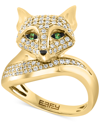 Effy Collection Effy Diamond (3/8 Ct. T.w.) & Tsavorite Accent Fox Ring In 14k Gold In Gold