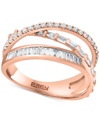 EFFY COLLECTION EFFY DIAMOND BAGUETTE & ROUND CROSSOVER STATEMENT RING (5/8 CT. T.W.) IN 14K ROSE GOLD