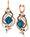 LE VIAN CRAZY COLLECTION DEEP SEA BLUE TOPAZ (7-1/2 CT. T.W.) & DIAMOND (1 CT. T.W.) DROP EARRINGS IN 14K RO