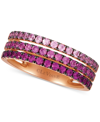 Le Vian Strawberry Layer Cake Pink Sapphire Ombre Three Row Ring (1 Ct. T.w.) In 14k Rose Gold