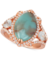 LE VIAN SKY AQUAPRASE (15 X 10MM) & WHITE TOPAZ (1-1/6 CT. T.W.) STATEMENT RING IN 14K ROSE GOLD, CREATED FO