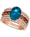 Le Vian Multi-gemstone (4-1/4 Ct. T.w.) & Diamond (5/8 Ct. T.w.) Ring In 14k Rose Gold In Blue
