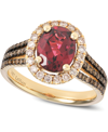 Le Vian Raspberry Rhodolite (2 Ct. T.w.) And Diamond (5/8 Ct. T.w.) Ring In 14k Rose Gold In Red
