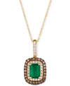 Le Vian Emerald (3/4 Ct. T.w.) & Diamond (3/8 Ct. T.w.) 18" Pendant Necklace In 14k Gold In Green
