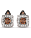 Le Vian Chocolate By Petite  Chocolate And White Diamond Stud Earrings (1/3 Ct. T.w.) In 14k Rose, Ye In Gold