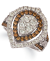 Le Vian Chocolate & Nude Diamond Cluster Halo Ring (1-9/10 Ct. T.w.) In 14k Rose, Yellow Or White Gold In White