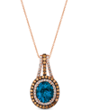 Le Vian Deep Sea Blue Topaz (4 Ct. T.w.) & Diamond (7/8 Ct. T.w.) 18" Pendant Necklace In 14k Rose Gold In Pink
