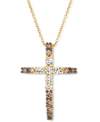 Le Vian Chocolate Ombre Diamond Cross 18" Pendant Necklace (1/2 Ct. T.w.) In 14k Gold (also Available In Ros In Gold