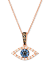 Le Vian Blueberry Sapphire (1/20 Ct. T.w.) & Diamond (1/5 Ct. T.w.) Evil Eye 18" Pendant Necklace In Rose Go In Blue