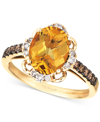 Le Vian Amethyst (3 Ct. T.w.) & Diamond (3/8 Ct. T.w.) Ring In 14k White Gold (also In Blue Topaz & Citrine) In Orange