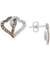 Le Vian Chocolate Diamond (3/8 Ct. T.w.) & Nude Diamond (3/8 Ct. T.w.) Interlocking Heart Stud Earrings In 1 In Gold