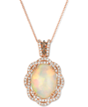 Le Vian Neopolitan Opal (4-1/2 Ct. T.w.) & Diamond (3/4 Ct. T.w.) Braided Halo 18" Pendant Necklace In 14k R In Blue