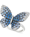 Le Vian Denim Ombre (1-3/4 Ct. T.w.) & White Sapphire (1/3 Ct. T.w.) Butterfly Ring In 14k White Gold In Gold