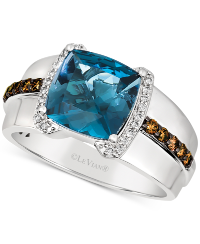 Le Vian Men's Deep Sea Blue Topaz (4-1/2 Ct. T.w.) & Diamond (3/8 Ct. T.w.) Ring In Sterling Silver