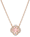 Swarovski Rose Gold-tone Crystal Flower Pendant Necklace, 14-7/8" + 2" Extender In Gold