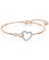 SWAROVSKI TWO-TONE CRYSTAL HEART & INFINITY SYMBOL BANGLE BRACELET