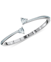 Swarovski Silver-tone Crystal Heart Bangle Bracelet In Ivory/cream