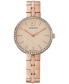 SWAROVSKI WOMEN'S SWISS COSMOPOLITIAN ROSE GOLD-TONE STAINLESS STEEL PVD BRACELET WATCH 35MM