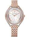 SWAROVSKI WOMEN'S SWISS CRYSTALLINE AURA ROSE GOLD-TONE STAINLESS STEEL PVD BRACELET WATCH 35MM