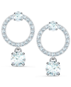 Swarovski Silver-tone Crystal Circle & Charm Drop Earrings In Ivory/cream