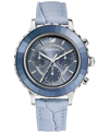 SWAROVSKI WOMEN'S SWISS CHRONOGRAPH OCTEA LUX BLUE CROCODILE LEATHER STRAP WATCH 38MM