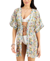 MIKEN JUNIORS' PRINTED KIMONO COVER-UP, CREATED FOR MACY'S WOMEN'S SWIMSUIT