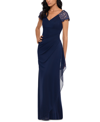Xscape Plus Size Lace-shoulder Gown In Blue