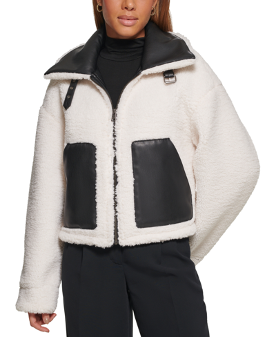 Levi's Women's Reversible Faux-shearling Moto Coat In Black Cream