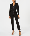 Adrianna Papell Tuxedo Jumpsuit In Black