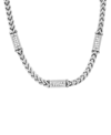 STEELTIME MEN'S STAINLESS STEEL WHEAT CHAIN AND SIMULATED DIAMONDS LINK NECKLACE