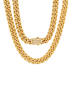 Steeltime Men's 18k Gold Plated Stainless Steel Thick Cuban Link Chain Necklace With Simulated Diamonds Clasp In Gold