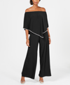 Msk Juniors Womens Off-the-shoulder Cocktail Jumpsuit In Black