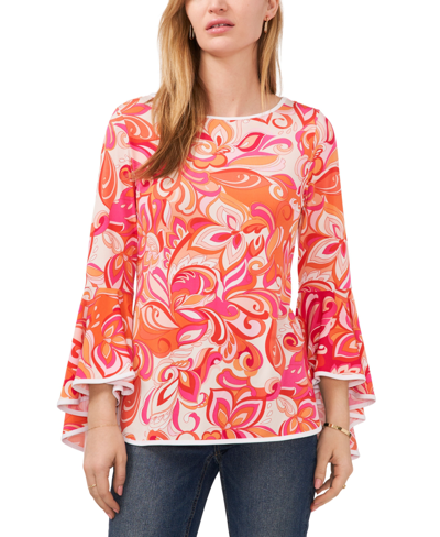 Sam & Jess Women's Bell-sleeve Top In Pink Floral
