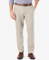 Dockers Men's Signature Lux Cotton Relaxed Fit Pleated Creased Stretch Khaki Pants In White