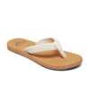 Roxy Port Iii Womens Cotton Braided Flip-flops In Tan/beige