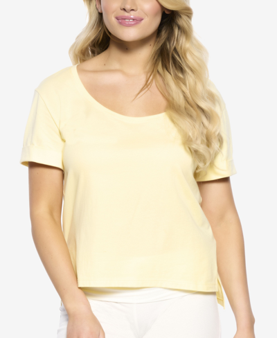Felina Organic Cotton Scoop Neck Loungewear T-shirt In Daffodil