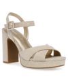 Anne Klein Zena Ankle Strap Platform Sandal In Gray
