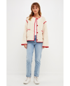 English Factory Premium Contrast Trim Faux Shearling Jacket In Ivory/cream