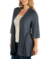 24SEVEN COMFORT APPAREL 24SEVEN COMFORT APPAREL OPEN FRONT ELBOW LENGTH SLEEVE PLUS SIZE CARDIGAN