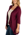 24seven Comfort Apparel Maternity Open Front Elbow Length Sleeve Cardigan In Burgundy