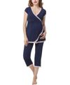Kimi & Kai Cindy Maternity/nursing  Pajamas Set In Blue