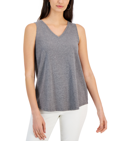 Style & Co Plus Size Solid Sleeveless V-neck Top, Created For Macy's In Black
