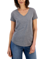Style & Co Women's V-neck Perfect Short-sleeve Top, Created For Macy's In Black